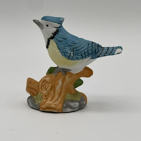 Lot Of 2 Vintage AVON Blue Jay Birds Porcelain On Branch Nest Ceramic Figurine - Picture 10 of 16